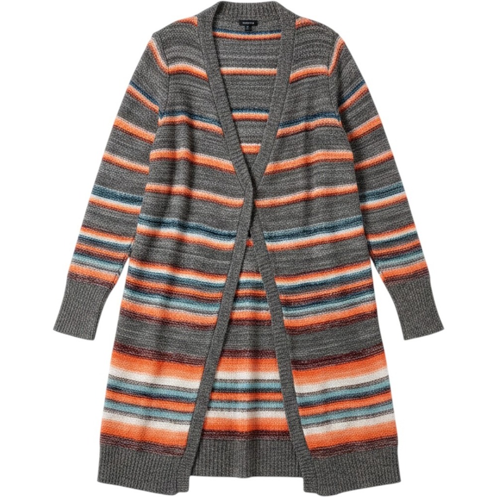 Torrid Womens Grey Orange Striped Open Front Longline Cardigan Sweater Size 0 L